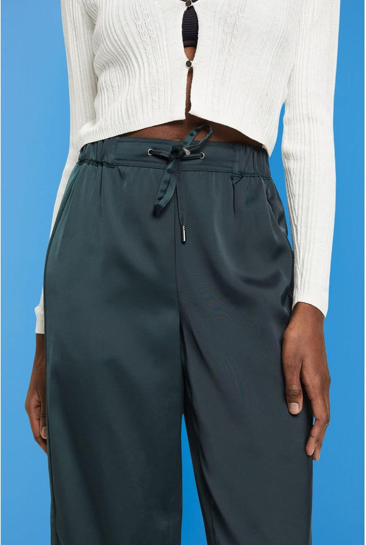 ESPRIT Satinhose mit weitem Bein 30 Dark Teal Green, 30 Dark Teal Green