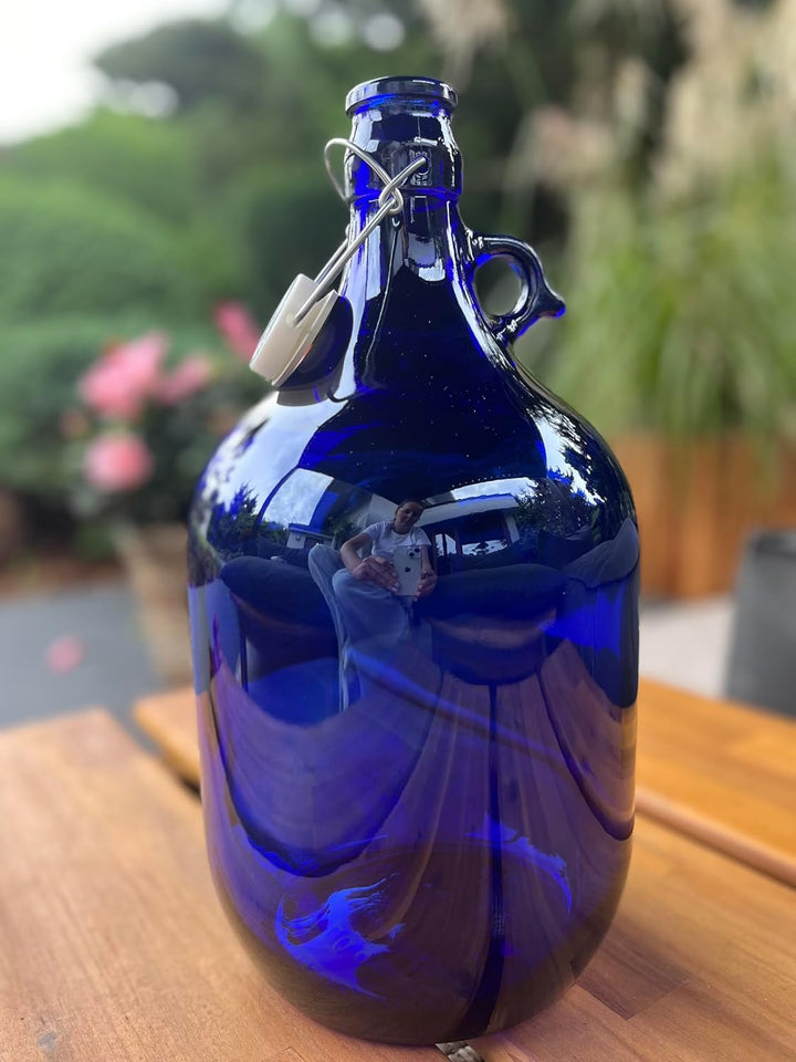lilawelt24 4x 5L dunkelblau Flasche mit Bügelverschluss Bügelflasche GLASBALLON Weinballon GÄRBALLON