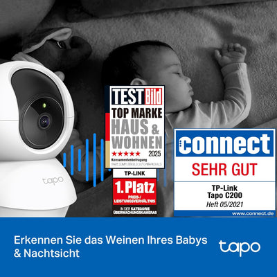 Tapo TP-Link C200P2 360° Überwachungskamera für den Innenbereich, 1080P, Nachtsicht, Bewegungserkenn