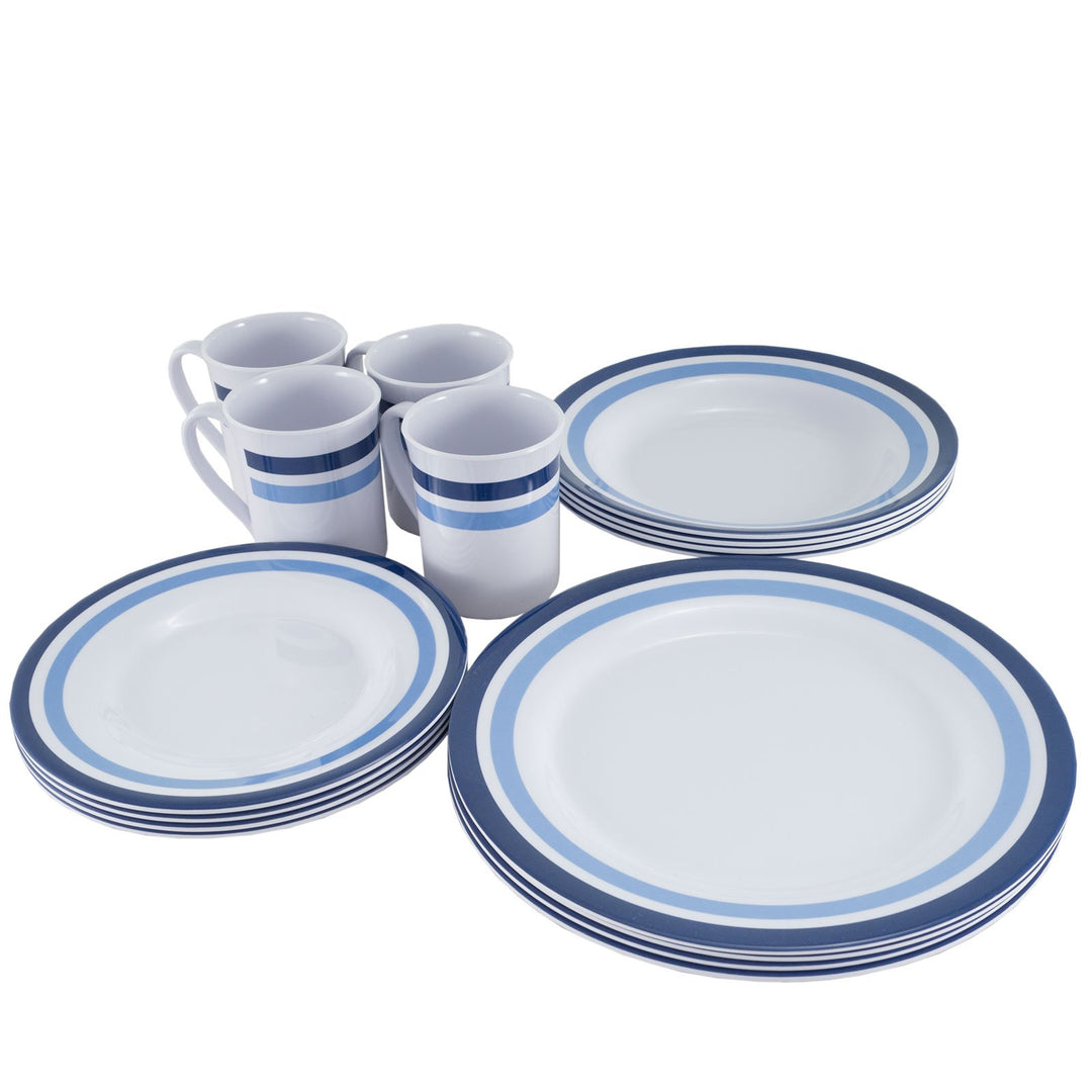Outdoor Melamin Geschirr Set 16tlg Camping Essgeschirr Reise Picknick Teller Porzelan Optik Dekor Gi