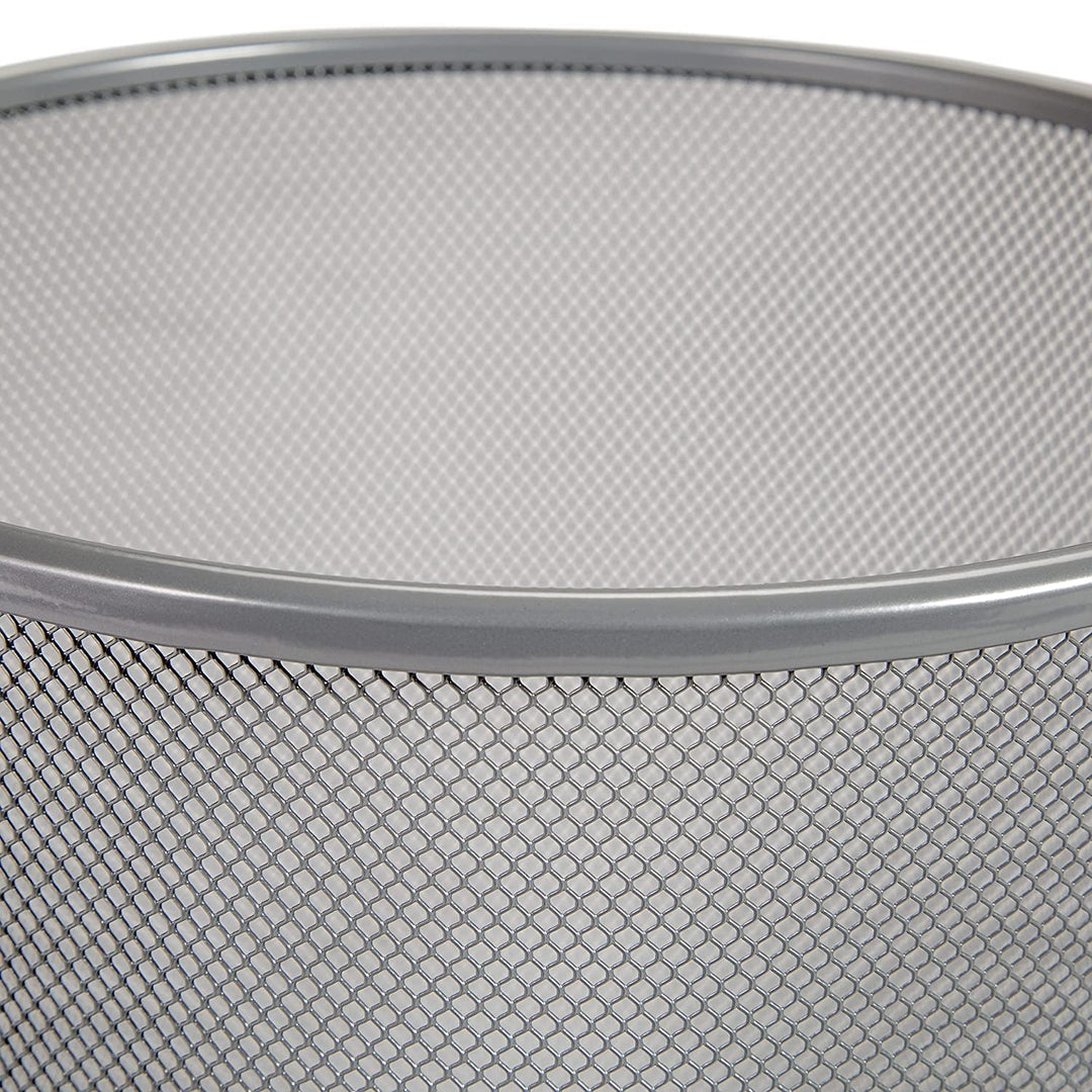 SENENQU 3 Stück Papierkorb Büro Metall, 12L Büro Mülleimer Silber Metall Gitter, Kleine Papierkorb M