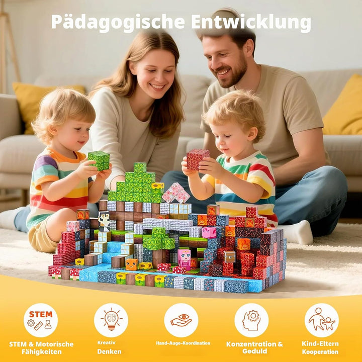 HOPFROG Magnetische Bausteine, 200 Teile Magnetic Blocks, Magnetbausteine Spielzeug für Kinder ab 3