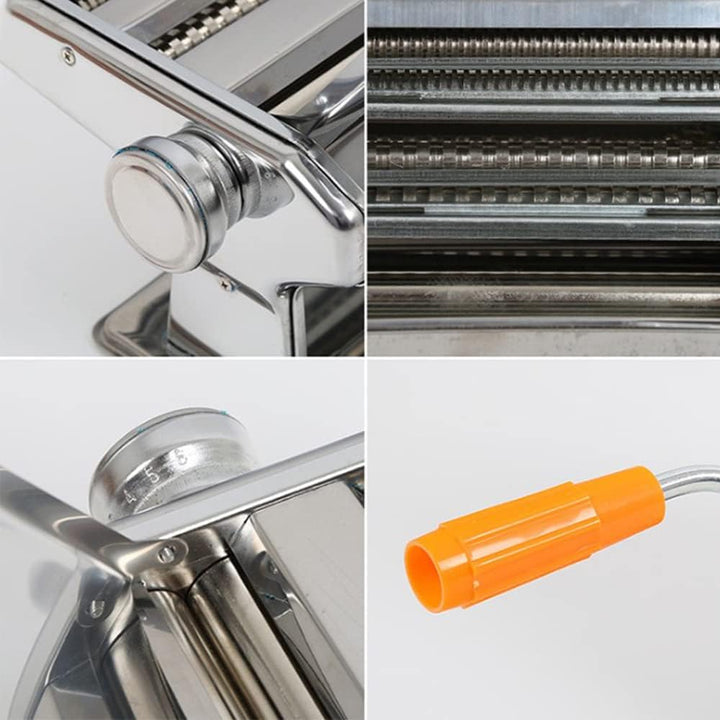 Willonin Nudelmaschine Pasta Maker Edelstahl Frische Manuell Pasta Walze Maschine Cutter mit Klemme