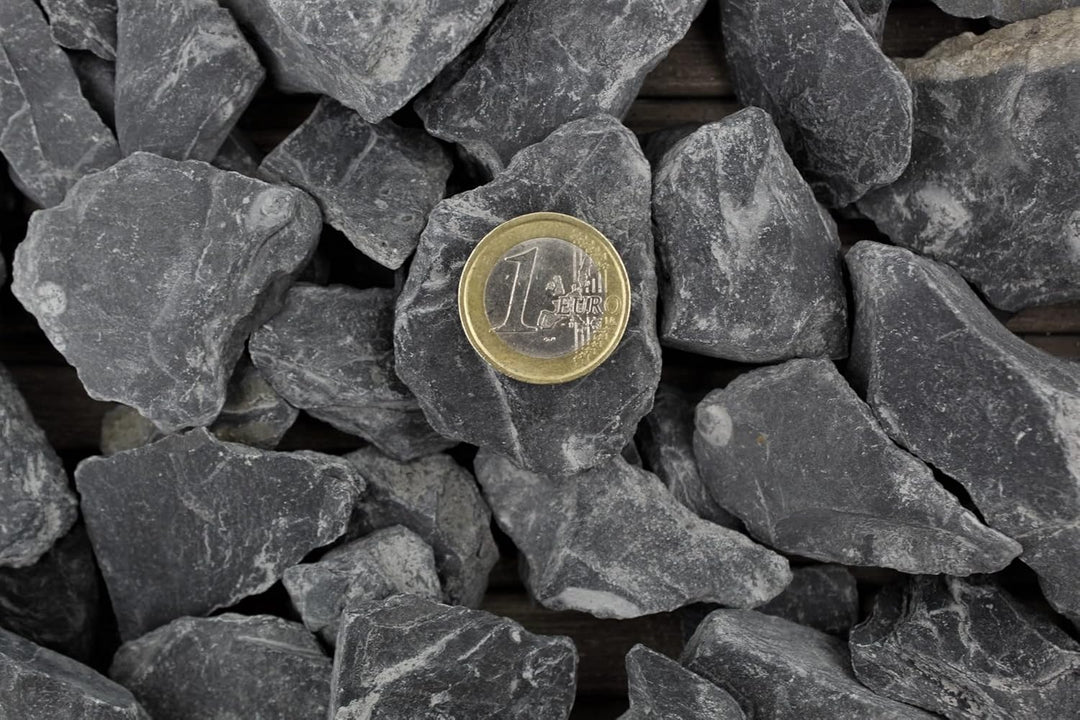 Gartenwelt Riegelsberger Ziersplitt Ardesia Slate Nero 30-80 mm 25 kg Sack Splitt Gabionenfüllung De