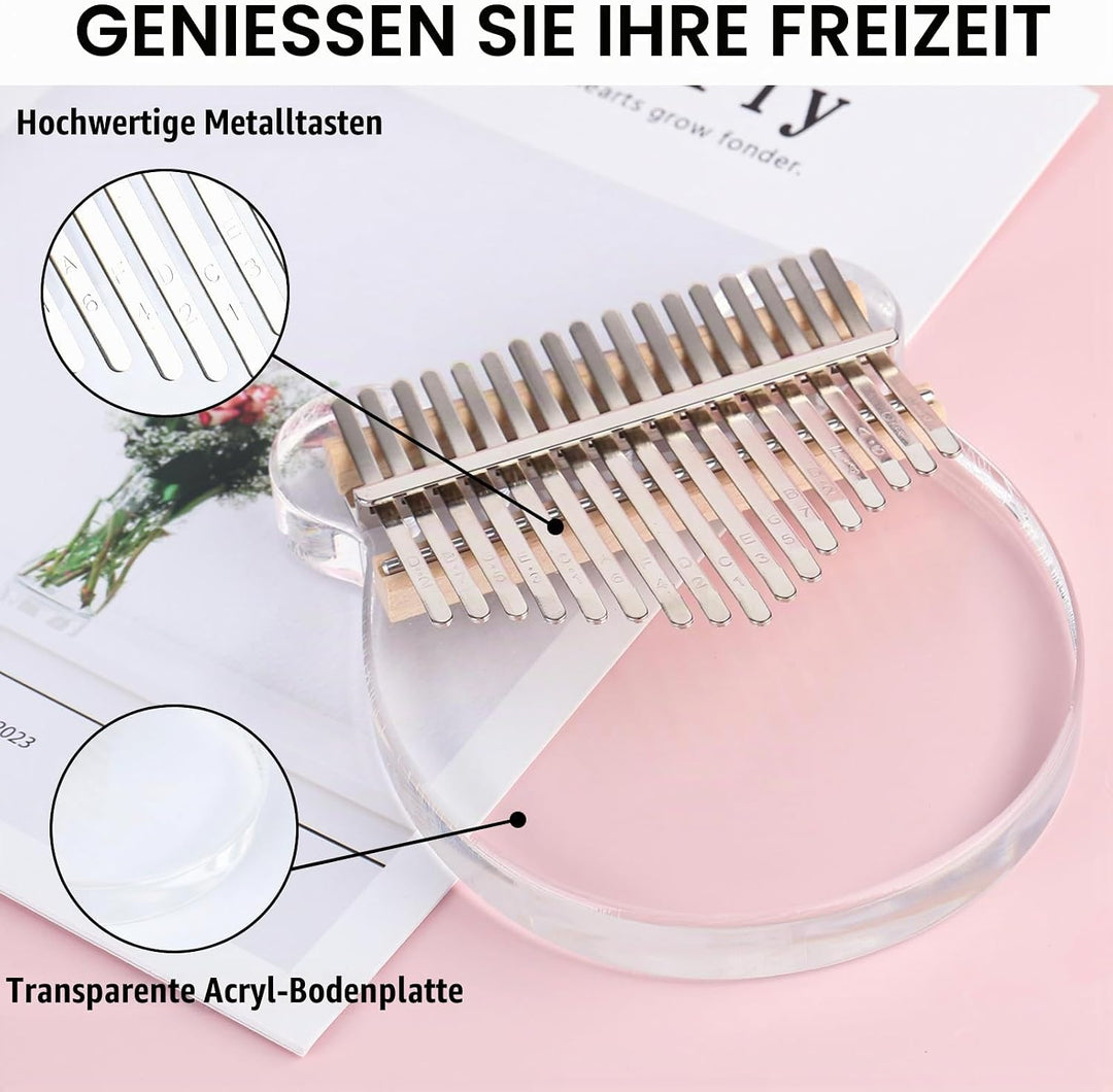 Kalimba 17 Schlüssel, Transparentes Acryl Daumenklavier, Finger Kalimba Instrument, Mini Fingerpiano