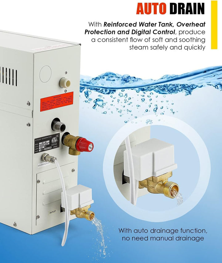 CGODENWALL 6KW Dampfgenerator Innerhalb von 6m³ Gewerbe/Haushalt für Sauna mit 35-55 ℃ Automatik The