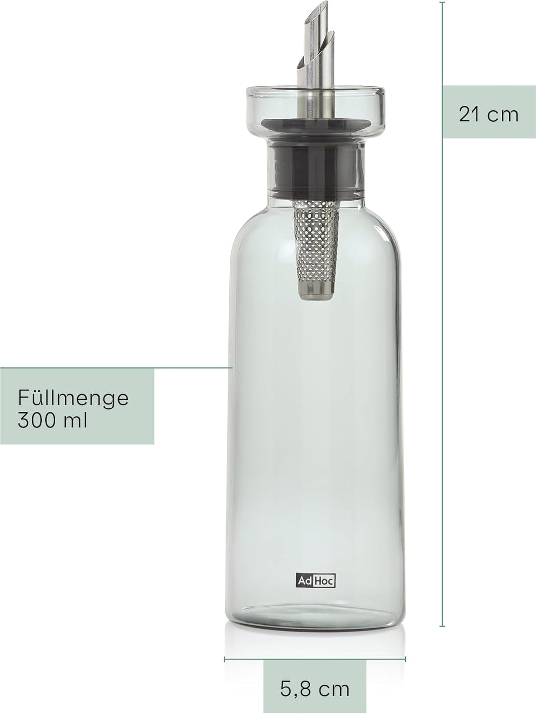 AdHoc BZ77 Set Ölspender oder Essigspender AromaPour aus Glas in Grau | elegante Olivenölflasche mit