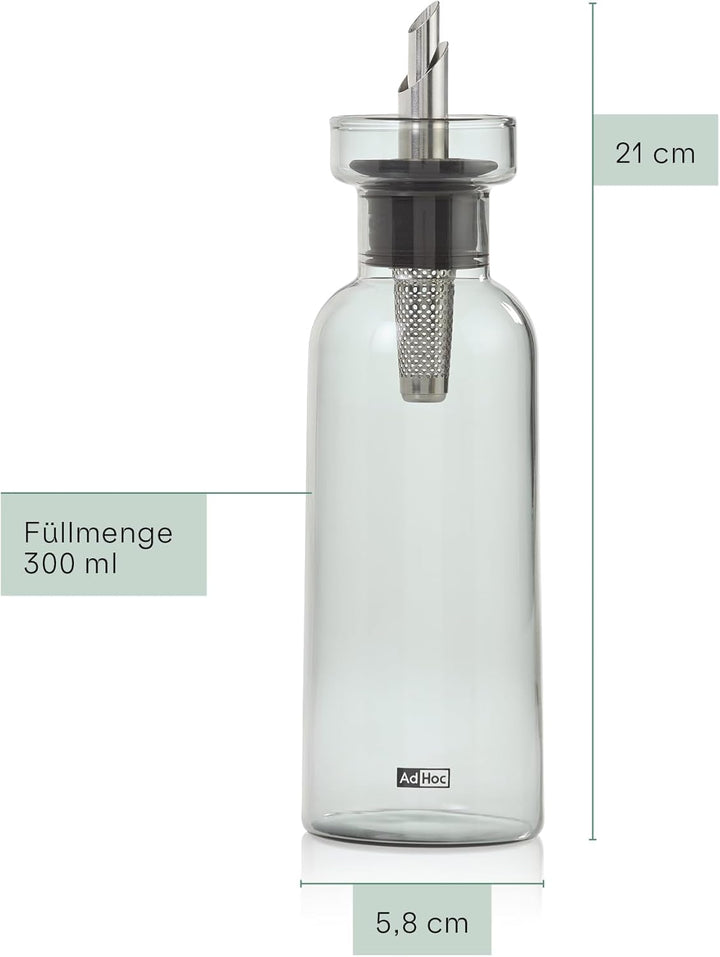 AdHoc BZ77 Set Ölspender oder Essigspender AromaPour aus Glas in Grau | elegante Olivenölflasche mit