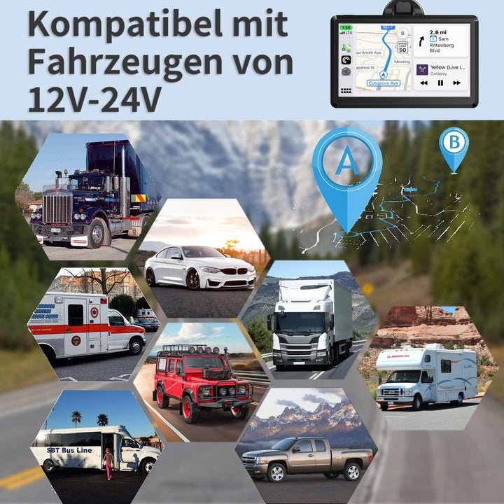 CarPlay Bildschirm, Wireless Android Auto Display mit 7 Zoll Touchscreen, Online Navigationsgeräte,