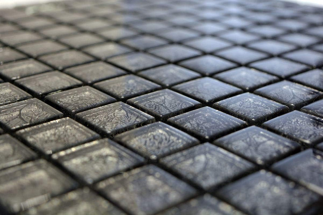 Mosaik Fliese Transluzent Glasmosaik Crystal schwarz Struktur 10 Mosaikmatten