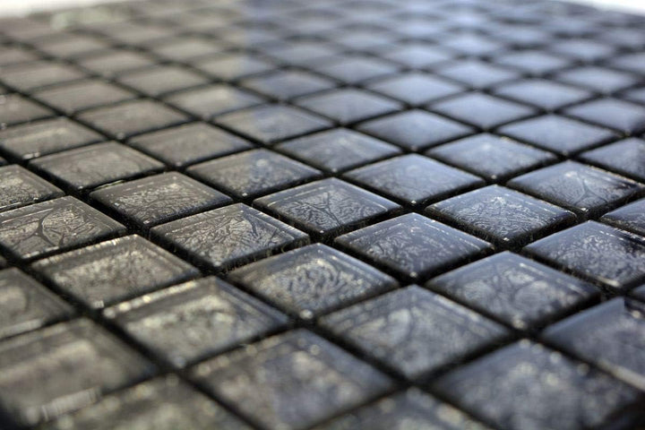 Mosaik Fliese Transluzent Glasmosaik Crystal schwarz Struktur 10 Mosaikmatten
