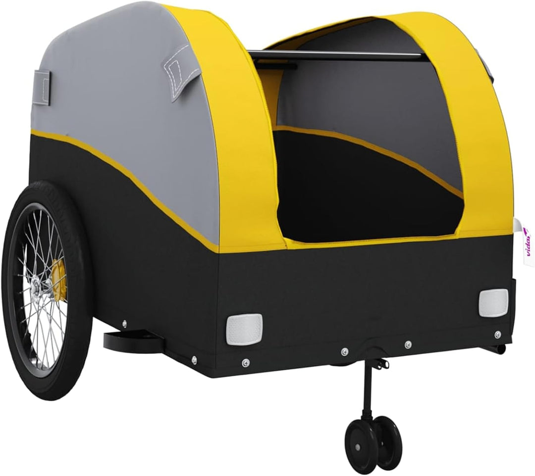 Fahrradanhänger 45kg Eisen Schwarz-Orange | Robust &amp; Vielseitig für Schwerlasttransport, , , Gelb, G