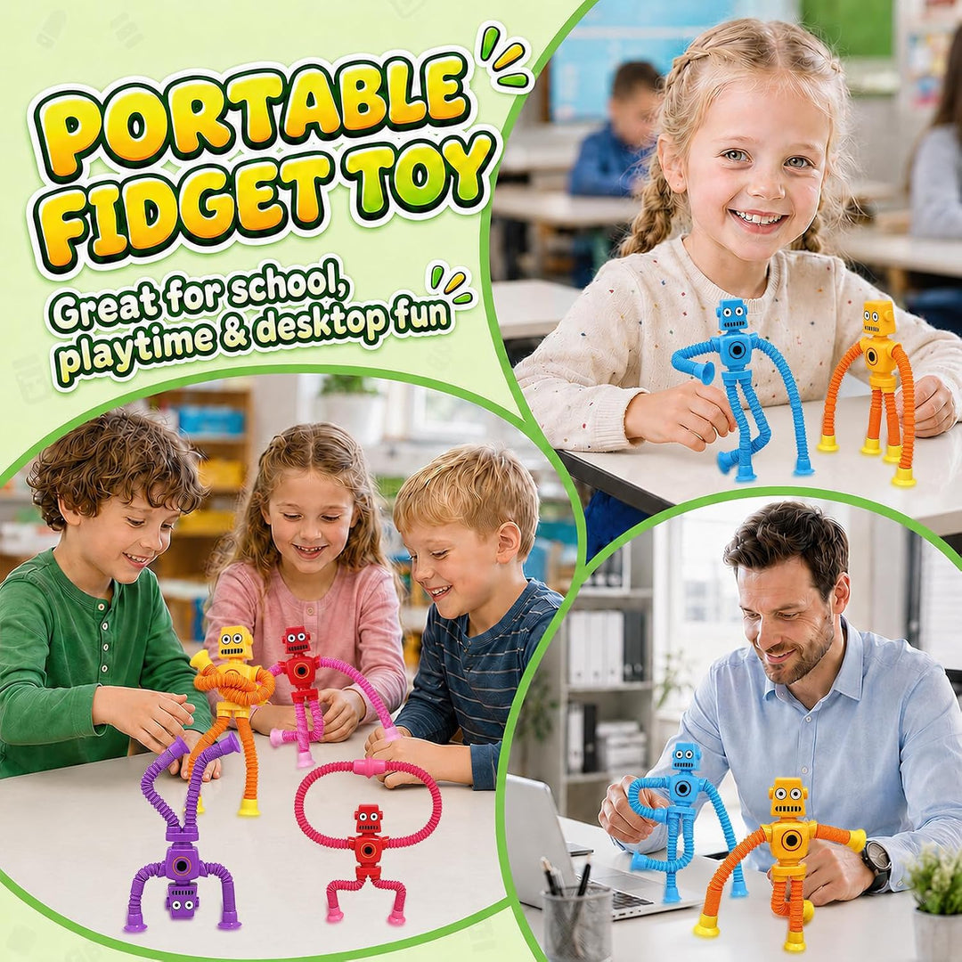 Saugnapf Spielzeug Roboter 8er Set, Dehnbare Pop Tubes für Kinder | Dehnbares Saugnapf Spielzeug, se
