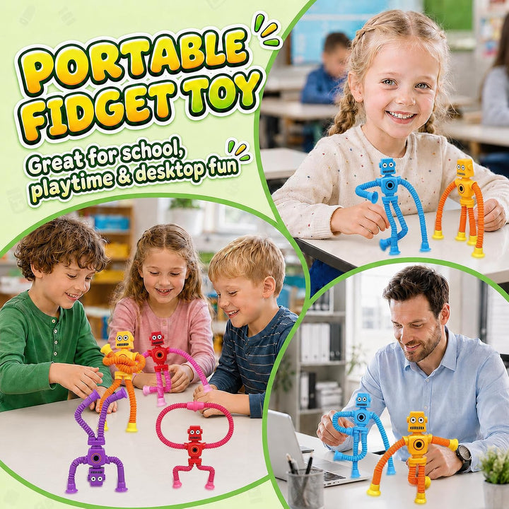 Saugnapf Spielzeug Roboter 8er Set, Dehnbare Pop Tubes für Kinder | Dehnbares Saugnapf Spielzeug, se