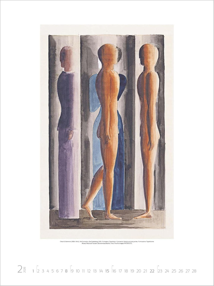 Bauhaus 2026: Grosser Kunstkalender. Hochwertiger Wandkalender mit Meisterwerken des Bauhaus Stils.