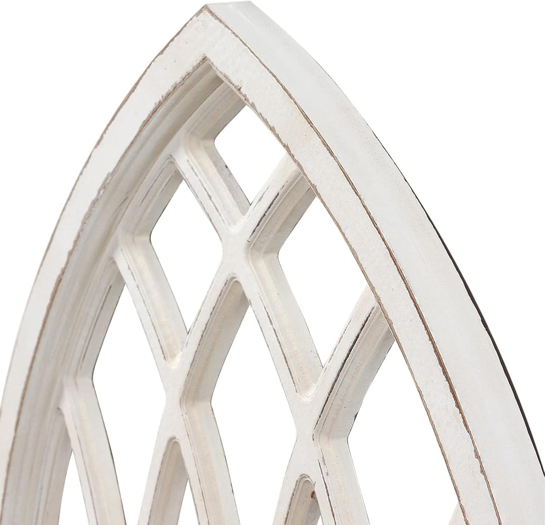 Sintosin Vintage Gewölbte Fensterrahmen Deko Weiss Gross 50x80 cm, Bauernhaus Kathedrale Fensterlade