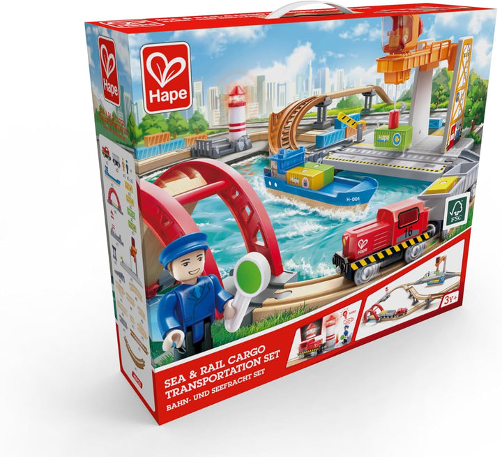 Hape Bahn- und Seefracht Set, Eisenbahn für Kinder, ab 3 Jahren