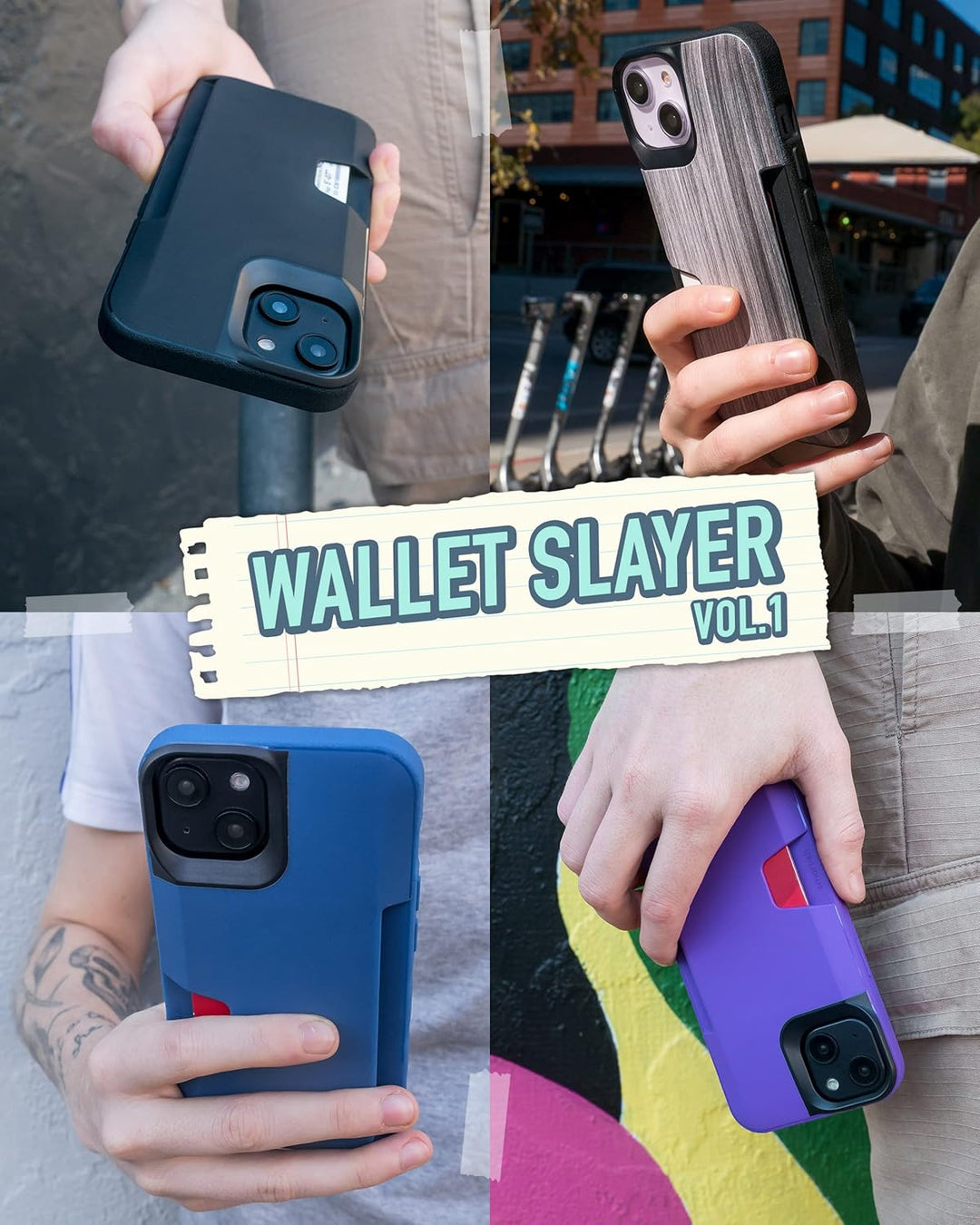 smartish® Schutzhülle für iPhone 14 – Wallet Slayer Vol. 1 [Slim + Protective] Kreditkartenetui – Fa