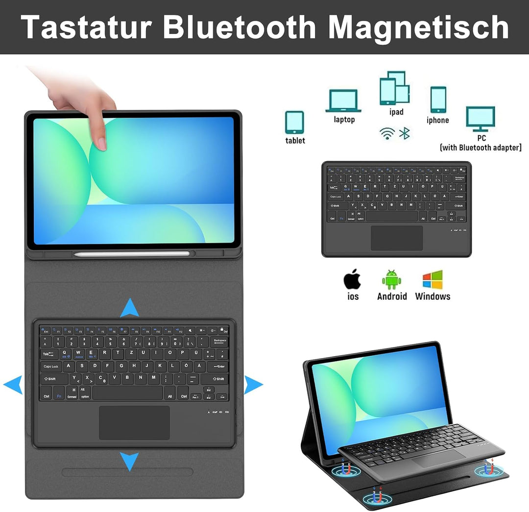 WINCHKING Hülle Mit Tastatur Für Samsung Galaxy Tab S10 Fe Plus 13.1 Zoll 2025, Hülle Mit Tastatur S