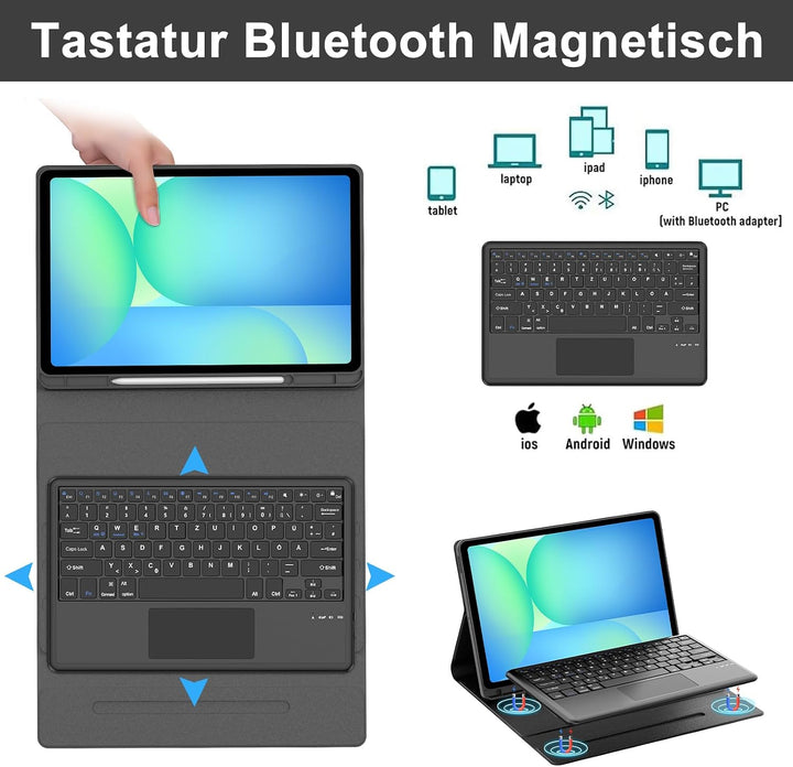 WINCHKING Hülle Mit Tastatur Für Samsung Galaxy Tab S10 Fe Plus 13.1 Zoll 2025, Hülle Mit Tastatur S
