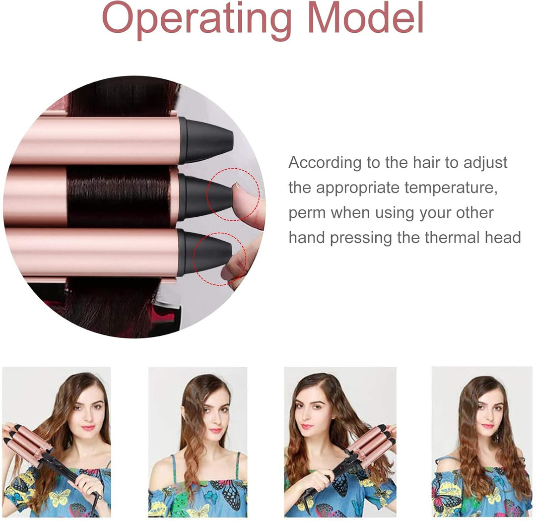 Lockenstab 3 fässer Beach Waves Welleneisen Grosse Locken Mermaid Wellenstab Welleisen mit Klemme Ha