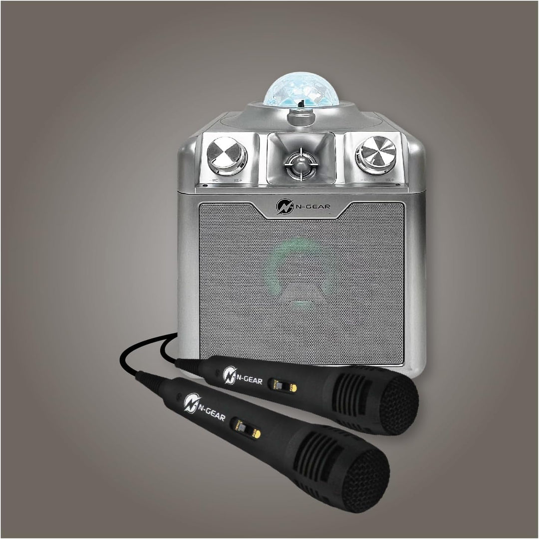N-Gear Disco Star 710 Silver Partylautsprecher, 15 W RMS, tragbar, Mikrofon inklusive, Akku, integri