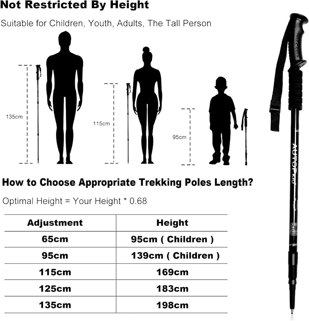 AUTOPkio Walking Stöcke Trekkingstöcke, Nordic Walking Stöcke Verstellbar Aluminium Anti-Schock Lauf