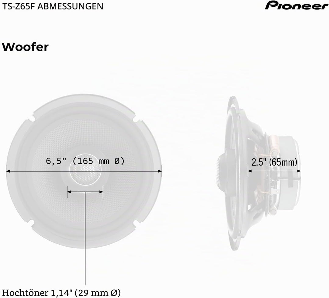 Pioneer Auto-Audio Center TS-Z65F Z Series 16,5 Zoll 2-Wege Koaxial Auto-Lautsprecher 330 Watt Minim
