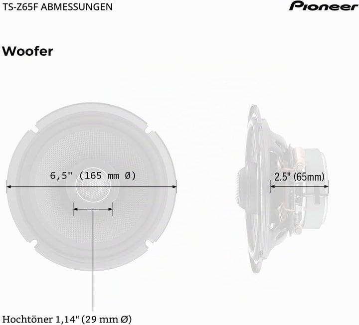 Pioneer Auto-Audio Center TS-Z65F Z Series 16,5 Zoll 2-Wege Koaxial Auto-Lautsprecher 330 Watt Minim
