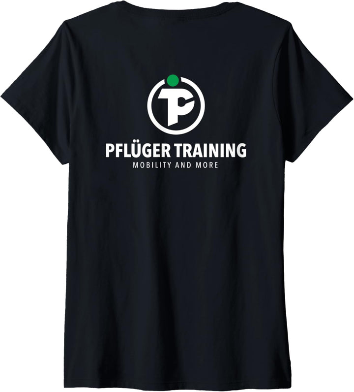 Damen Pflüger Training Mobility and More Brusttasche Beidseitig T-Shirt mit V-Ausschnitt