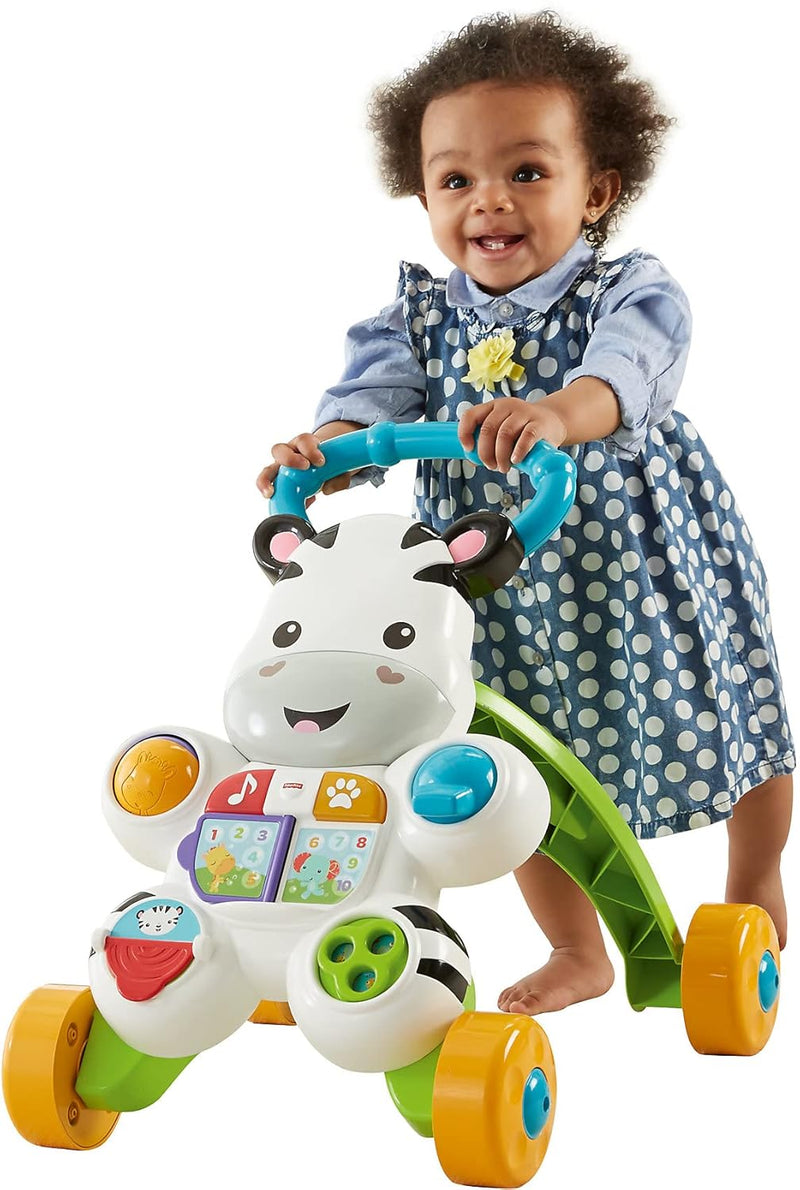 Fisher-Price DLD94 - Lern mit mir - Zebra Lauflernwagen, musikalisches Aktivitäts- und Gehspielzeug