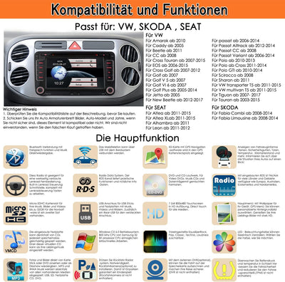 iFreGo 7 Zoll 2 Din Autoradio+Rückfahrkamera Für Volkswagen Seat und Skoda,Autoradio Bluetooth GPS N