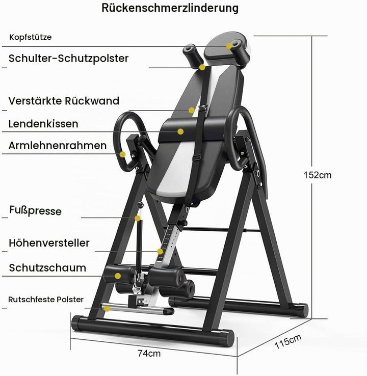 Dripex Inversionsbank Klappbar Inversionstisch mit Verstellbarer Schutzgurt 300 lbs Kapazität Invers