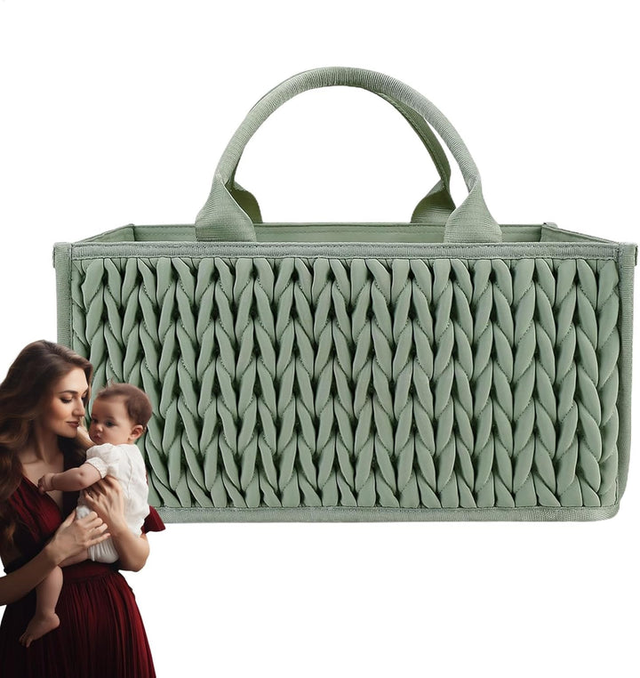 Tragbare Windel Caddy Organizer Korb mit Griffen für Baby und Tücher Grün, Grün