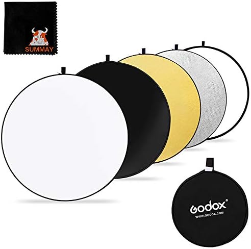 GODOX 110cm Rund Reflektor Tragbarer Multi Disk Licht-Reflektor 5 in 1 Faltbare Reflektoren Set mit
