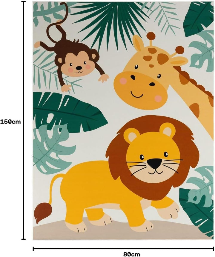 TT Home Kinderteppich Babyzimmer Teppich Kinderzimmer rutschfest Tiere Weltkarte Autos, Farbe:Grün B