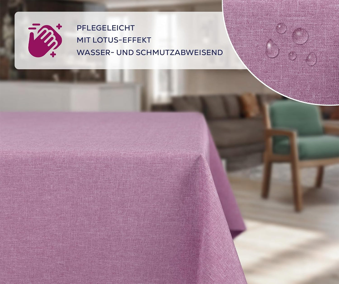 BEAUTEX fleckenabweisende und bügelfreie Tischdecke - Tischtuch mit Lotuseffekt - Tischwäsche in Lei