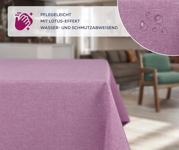 BEAUTEX fleckenabweisende und bügelfreie Tischdecke - Tischtuch mit Lotuseffekt - Tischwäsche in Lei