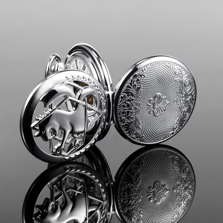 TREEWETO Fullmetal Alchemist Skeleton Steampunk Taschenuhr Mechanische Doppelabdeckung Taschenuhr mi