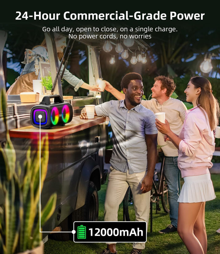 Portable Bluetooth Speaker Wireless,140W Peak Loud Sound with 2 Subwoofers & Bass Boost, IP65 Waterp