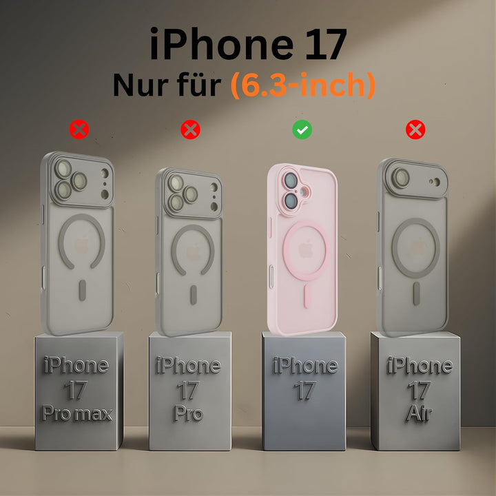 MANGAL Magnetische Hülle für iPhone 17 – Dünnes matt-transluzentes Case mit integriertem Kameraglas-