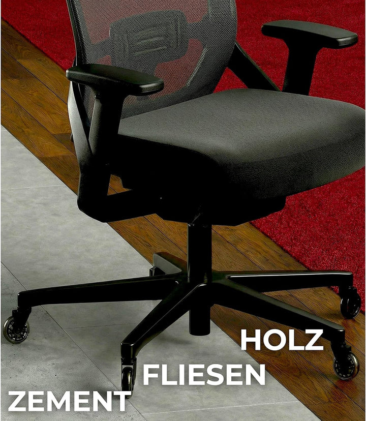 XeloTech 5er Set Hartboden-Rollen für Bürostuhl - 11mm x 22 mm - Sehr leise Bürostuhlrollen - Nie Wi