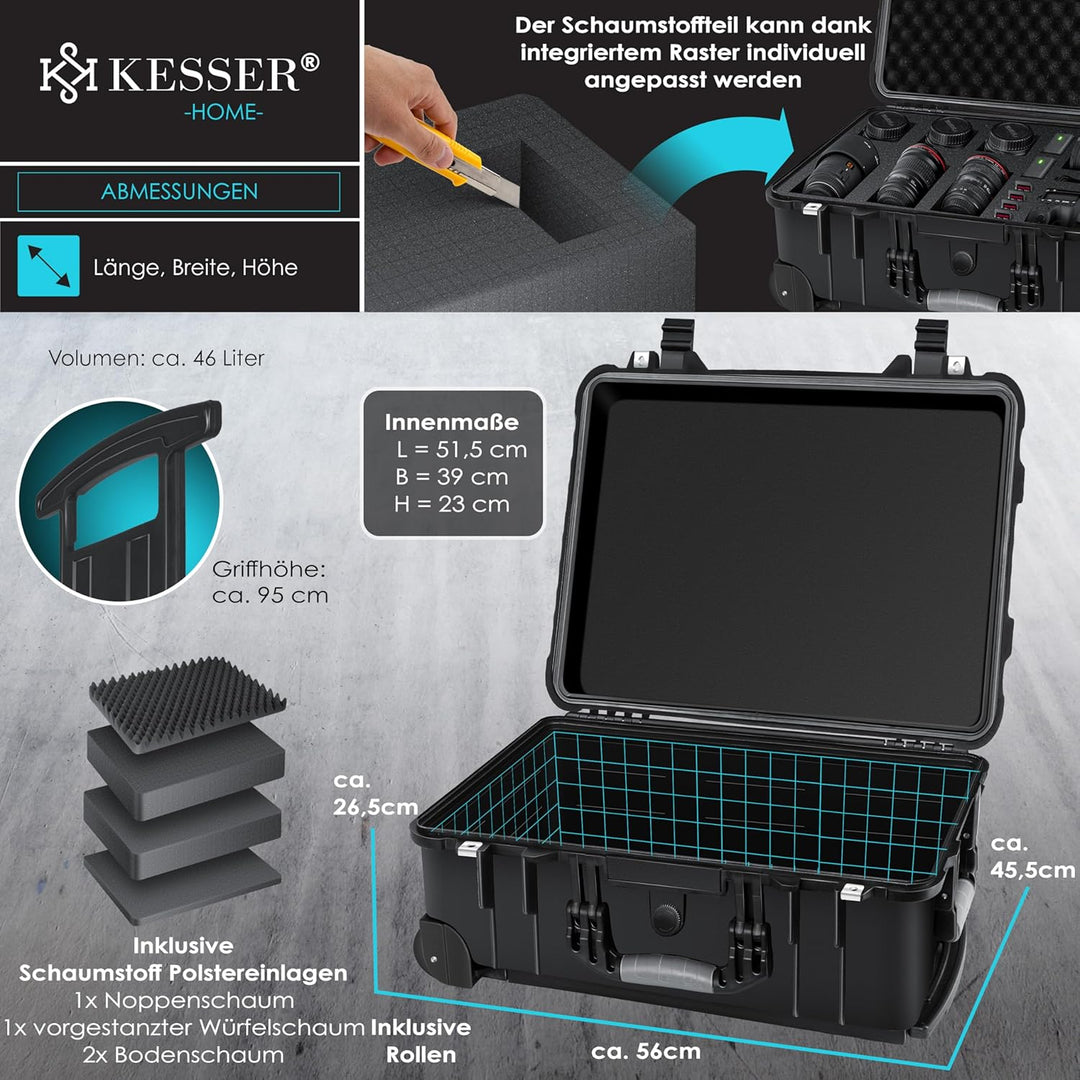 KESSER® Kamerakoffer Transportkoffer Fotokoffer Werkzeugkoffer mit Schaumstoff, Hartschalen-Universa
