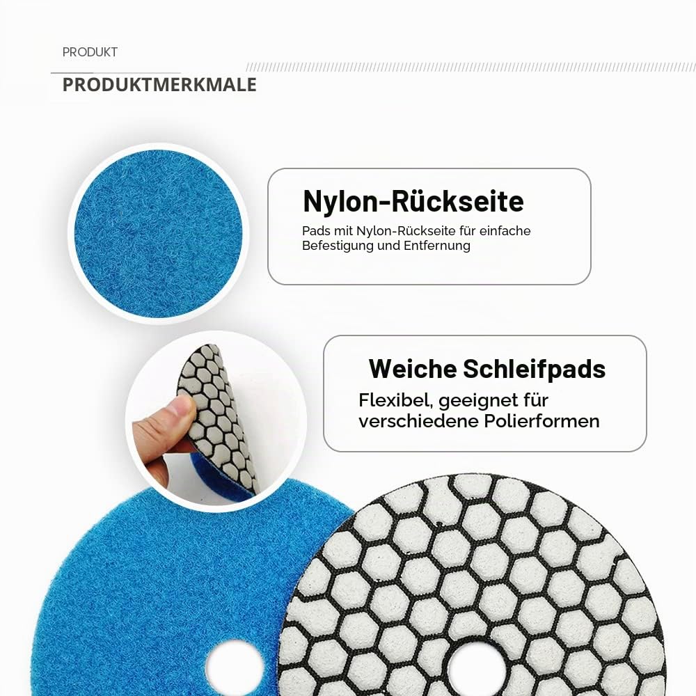 SHDIATOOL Diamant Polierscheibe Trockene Diamant Polier Auflagen 7 Stk. Durchmesser 4 Zoll/100mm Mis