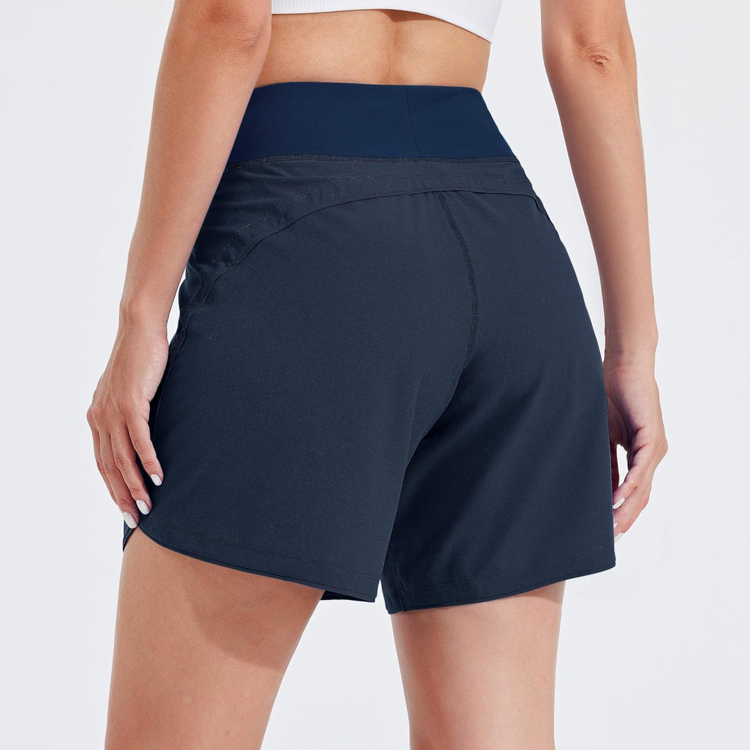 WILLIT Damen 7" Badeshorts Schwimmen Boardshorts Badehose Schnell Trocknend Bikini Shorts High Waist