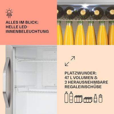 Klarstein Mini Kühlschrank mit Glastür, Mini-Kühlschrank für Zimmer, Getränkekühlschrank Klein mit V