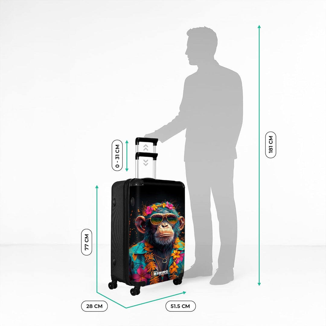 NoBoringSuitcases.com® Koffer XL Gross 77x51.5x28 cm Hartschale Reisekoffer 4 Rollen Leicht Koffer T