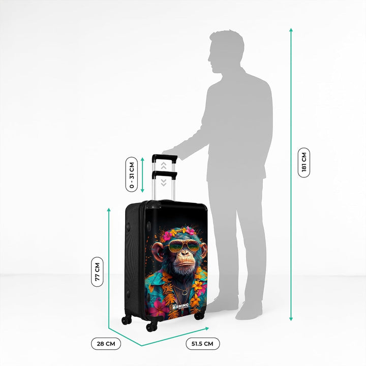 NoBoringSuitcases.com® Koffer XL Gross 77x51.5x28 cm Hartschale Reisekoffer 4 Rollen Leicht Koffer T