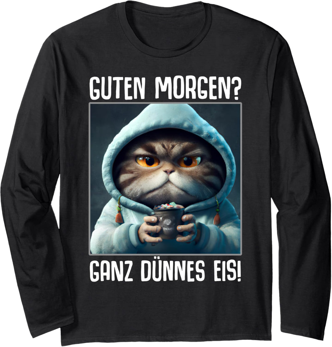 Kaffee Morgenmuffel Mitarbeiter Spruch Lustig Katze Geschenk Langarmshirt