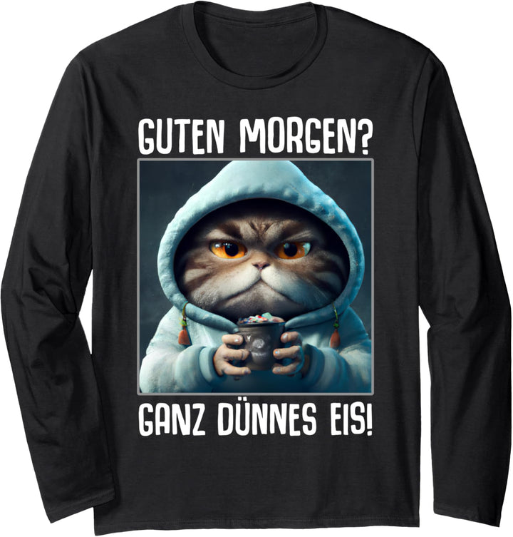 Kaffee Morgenmuffel Mitarbeiter Spruch Lustig Katze Geschenk Langarmshirt